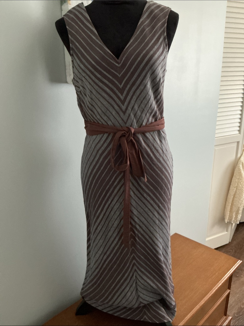 sundance Striped Maxi Dress in Brown & White Size 10.